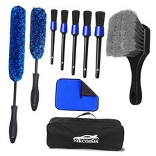 NIKCOSMK 10Pcs Wheel Brush Kit for Cleaning Wheel and Tire, Wheel and Rim Blue