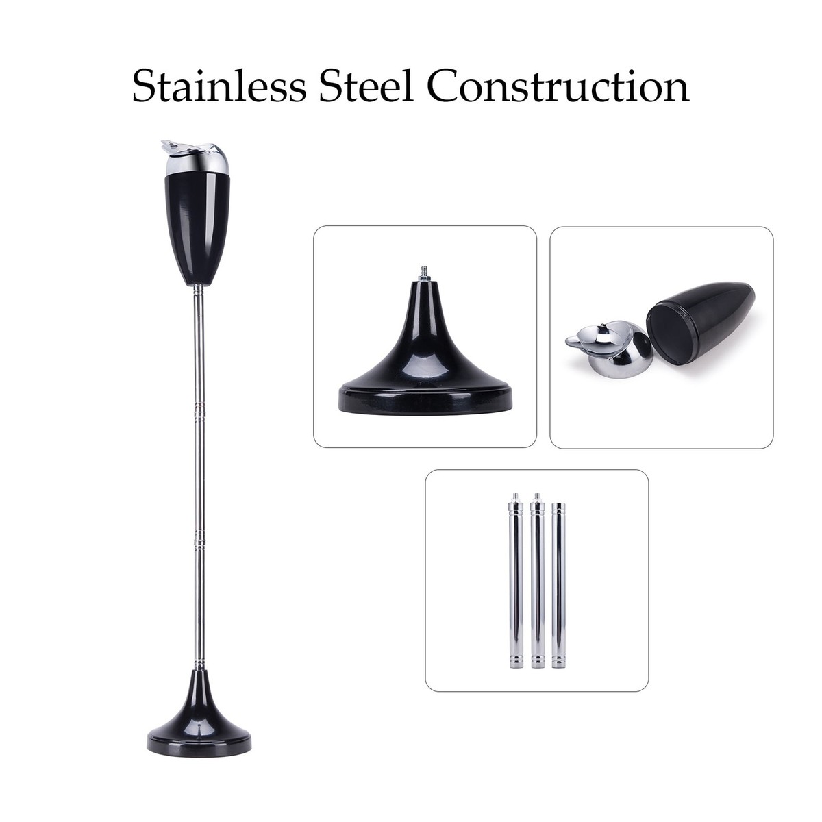 Floor Stand Up Ashtray Self-Cleaning Waterproof Adjustable