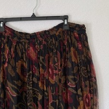 Vintage 70s 80s Floral Whimsigoth Boho Flowy Maxi Skirt Size M Fall 100 Rayon