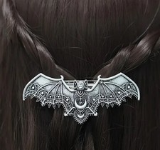 LARGE SILVER BAT HAIR SLIDE HAIR CLIP WITCHY GOTHIC HAIR ACCESSORIES GIFTS