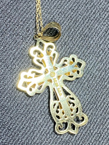 Collana con ciondolo croce religiosa JCM Jacmel Mauritius ORO 14K - Foto 2 di 8
