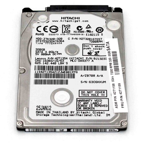 HGST Hitachi HTS723232A7A364 320GB HDD 5400rpm SATA Serial ATA 8MB Cache 6,4cm