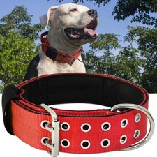 Red Large Dog Collar - 2 inch Wide Heavy Duty Collar with Handle for Extra La...