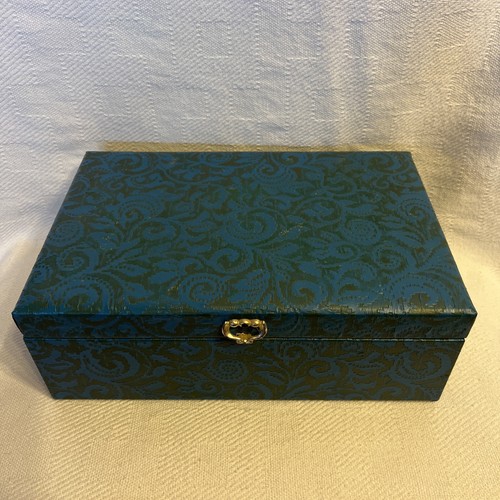 Bandeja cajón almacenamiento joyero vintage MCM Lady Buxton azul, verde y dorado años 60 - Imagen 4 de 13