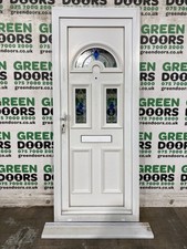 USED UPVC FRONT DOOR DECORATIVE GLASS EXTERNAL EXTERIOR PLASTIC WHITE PVC
