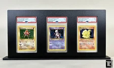 Triple PSA graded  Trading Card Display  (With Stand )