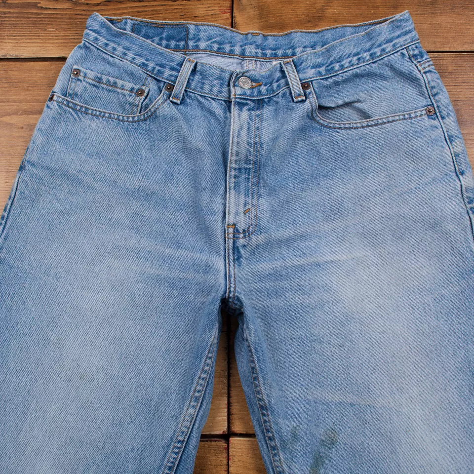 Vintage Levis 701 Jeans 33 x 28 Raw Hem Stonewash Straight Blau Red Tab Denim - Bild 4 von 4