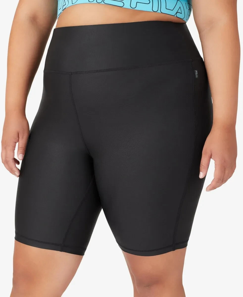 Nuovo con etichette! Pantaloncini bici da donna Fila taglia 2X taglie forti gioco rialzato in pelle look 9"