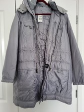 Cosy Light Grey Padded Coat With Faux Fur Edged Hood With Fleece Neck Lining...