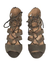 Crown Vintage Wedge Heel Gladiator Strappy Sandals Women’s Size 7 Nuetral Green