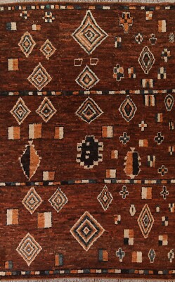 Nomadic Moroccan Geometric Oriental Area Rug 7x10 ft Wool Handmade Tribal Carpet