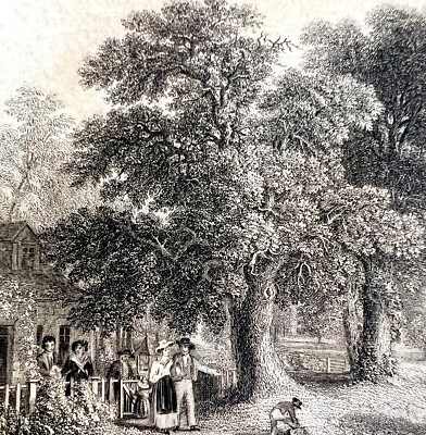 Family At Home On A Farm Engraving 1850 Victorian Art Southern Gothic DWU11A