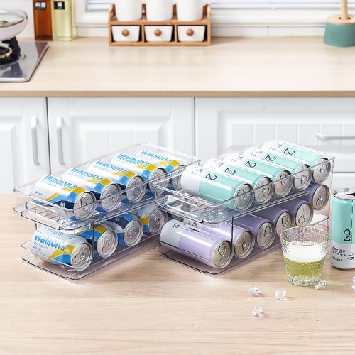 2Tiers Soda Can Dispenser Foldable Holder Organizer Rack Fridge Shelf For 10 Can - Picture 12 of 13