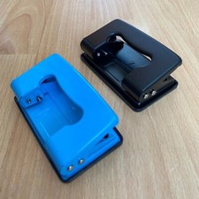 Blue/ Black Small Metal Hole Punch Paper Puncher Desktop Home School Office