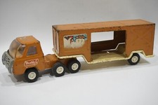 Buddy L Semi Orange Tan Horse Truck and Trailer Pressed Steel Vintage 1970s  e8