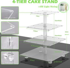 LED Clear Acrylic Cupcake Stand Display Wedding & Party 4-5 Tier Cup Cake Holder
