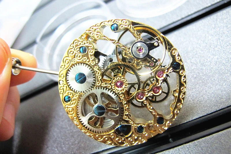 Rose Golden Hollow 17 Jewels 6497 Hand Winding Watch Wristwatch Movement  - Image 2 of 4