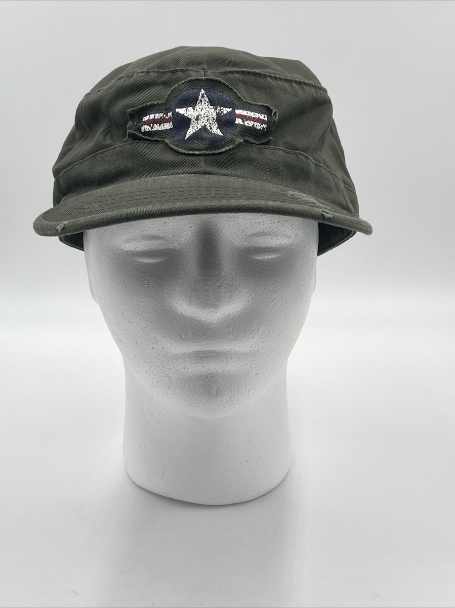 US Air Corps Fatigue Cap Green Distressed Size Large 7 1/2 EUC