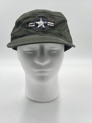 US Air Corps Fatigue Cap Green Distressed Size Large 7 1/2 EUC