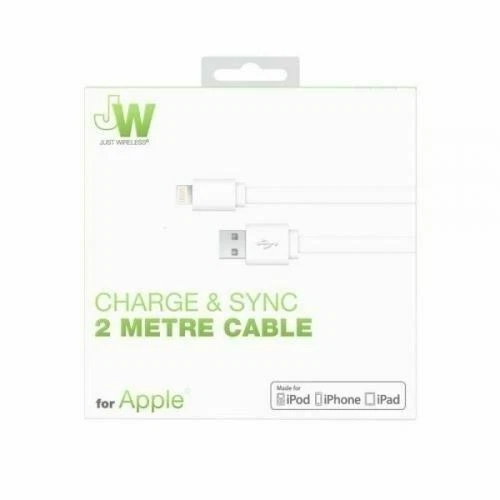 Just Wireless MFi Approved iPhone X 8/7/6 Long 2M Charger Heavy Duty Cable White - Image 2 of 2