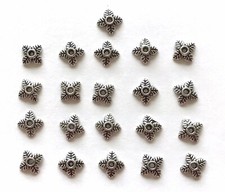 Lot Of 21 Four Leaf Design Bead Caps. Tibetan Antique Silver. 7x2mm. US SELLER 