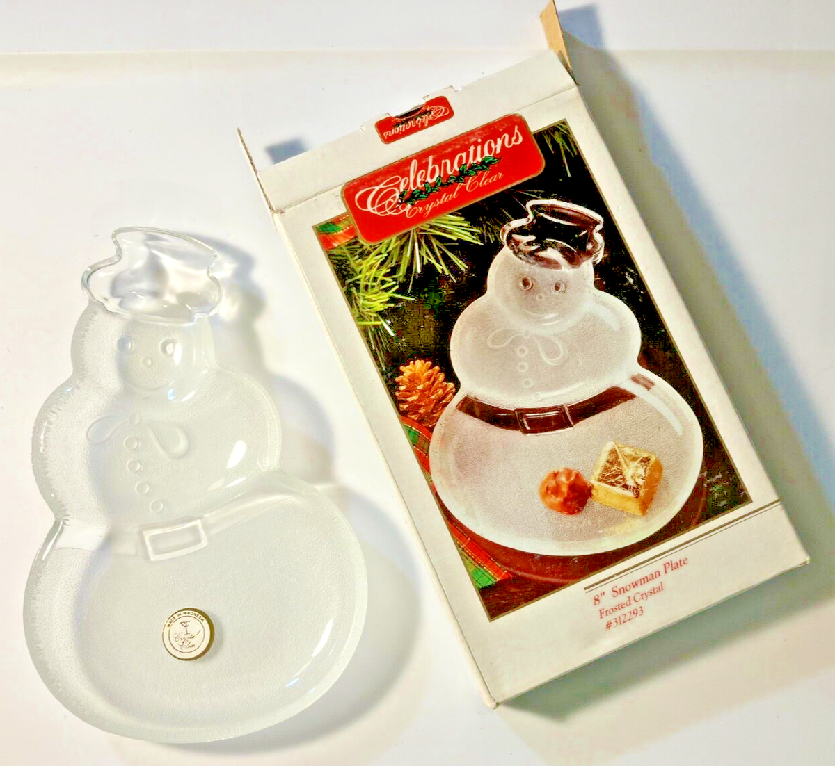   ⭐︎スノーマンプレート Vintage Celebrations 312293 - Frosted Crystal 8 inch Snowman Plate