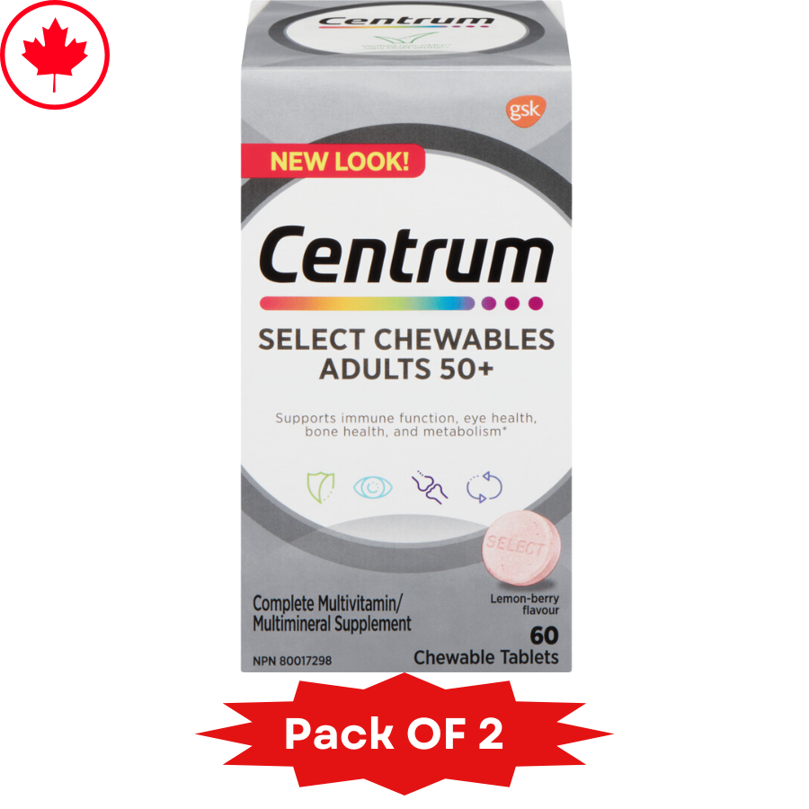 Centrum Select Chewables 50+ Multivitamin - 60 Tablets - 2 Packs - Canada