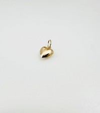 14K Solid Yellow Gold Mini / Petite Puffy Puffed Heart Charm Pendant 12.5x6mm