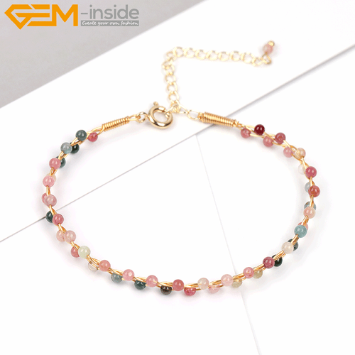 Gold Filled Chakras Quartz Jade Stone Jewelry Handmade Adjustable Bracelet Gift - Picture 5 of 133