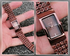 DKNY Uhr braunes Zifferblatt Kristall Diamant Pavé Stein besetzt Armband, V SCHÖN