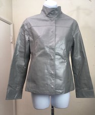 New Elle Planete Gray Real Leather Jacket Madenkorea Hidden Snaps 38-8(us)medium