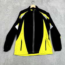 Foot Locker Jacket Men Large Black Yellow Windbreaker Reflective Athletic Sporty