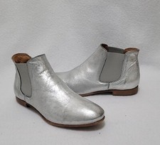 Gidigio Womens Silver Distressed Leather Chelsea Boots Made in Italy Size EU 36