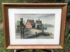 LLOYD COOK Original 1960s MODERN LANDSCAPE WATERCOLOR Texas Illustration Artist