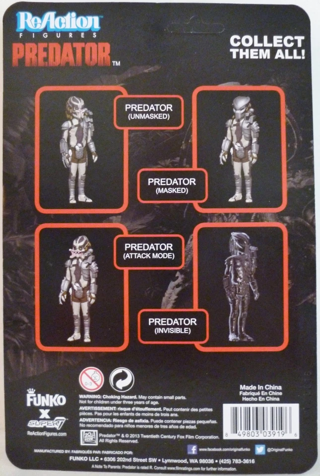 PREDATOR UNMASKED OPEN MOUTH Predator 3.75" Reaction Retro Figure Unpunched 2014 - Image 4 of 4