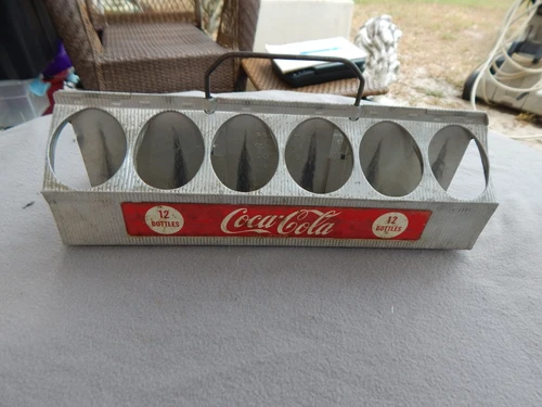 Vintage Coca Cola Aluminum 12 Bottle Carrier Holder 1950's? Estate Find