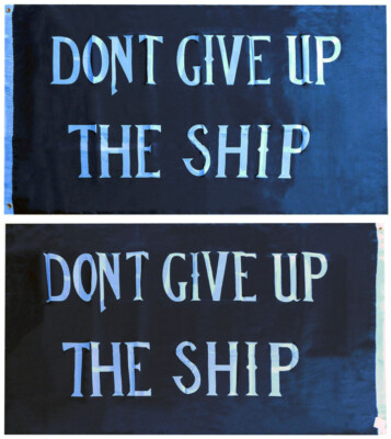 3X5 Commodore Perry Don't Give Up The Ship DOUBLE Sided Black Rough Tex Flag