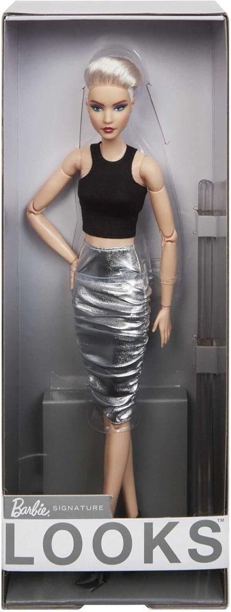 Barbie Signature LOOKS #8 WAVE 2 BLONDE PIXIE CUT Metal Skirt