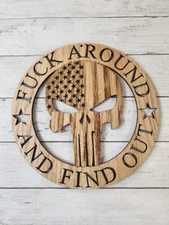 Punisher FAFO Laser Engraved Wall Plaque For Man Cave, She Shed, Fathers Day
