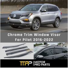 For 2016-22 Honda Pilot Chrome Trim Window Vent Visors Sun Deflectors Wind Guard