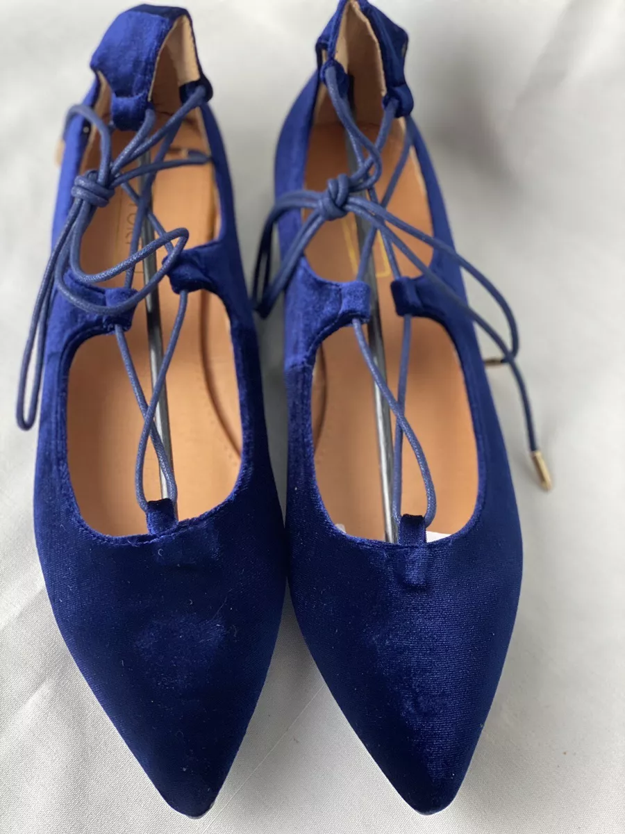 YOKI URBAN 140 Gladiator Laces Flats Size 9 Boho Navy Blue Velour