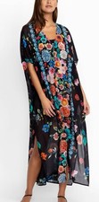Johnny Was Evening Palace V-neck Kaftan Size S/M Sheer Floral Cover Up NWT