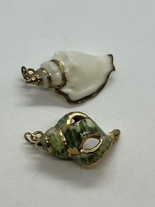 Authentic Vintage gold plated seashell pendants for necklace