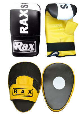  Focus Pads und Handschuhe Haken Jab Set Sparring Boxsack Training MMA