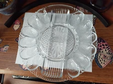 Deviled Egg Dish Glass With Section For Other Items Clear
