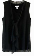 Susan Graver Chiffon Tunic Shirt Black Sz Small Sleeveless A380022 Women XM13