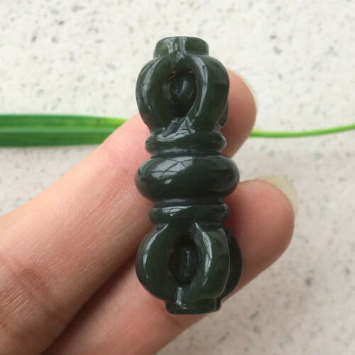 Certified 100% Natural Black Cyan Hetian jade Carving Exorcism bless amulet AAA  - 第 1/8 張圖片