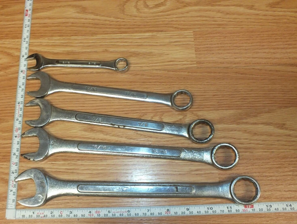 Lote de 5 llaves combinadas de acero forjado de caída de varios tamaños hechas en Taiwán Foto 4 de 4