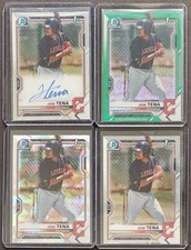 2021 Bowman Chrome Auto Jose Tena Lot of 4, 61/99 Green, Ice Cleveland Guardians