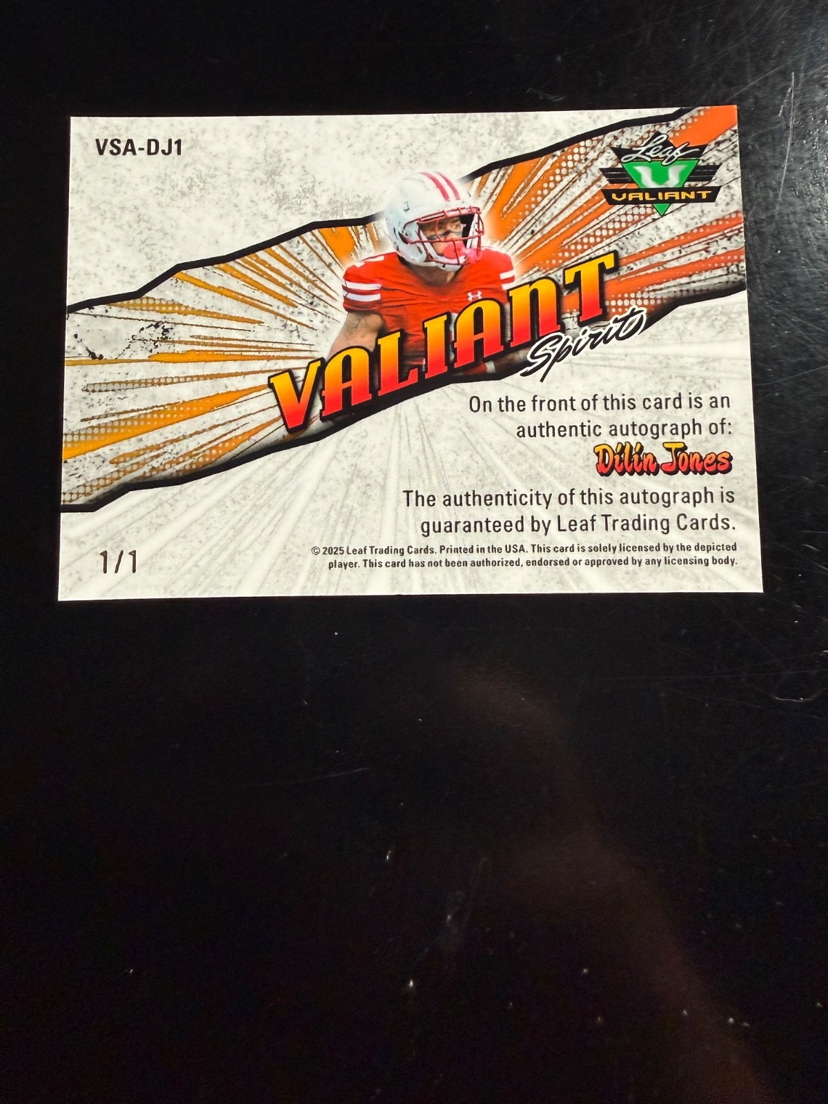 DILIN JONES VSA-DJ1 2025 LEAF VALIANT GREEN ICE 1/1 AUTO view 2